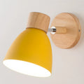 Wooden Nordic Wall Lamp With Switch Modern Wall Sconce For Bedroom Living Room Home Lighting Macaroon 6 Color Steering Head E27