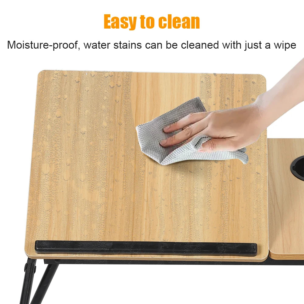 Folding Desk Laptop Table for Bed and Sofa Laptop Desk 5-Level Height Adjustment+Cup Holder Multifunction Table for Home Office
