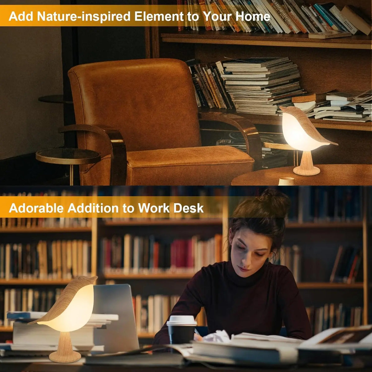 Wooden Bird Table Lamp