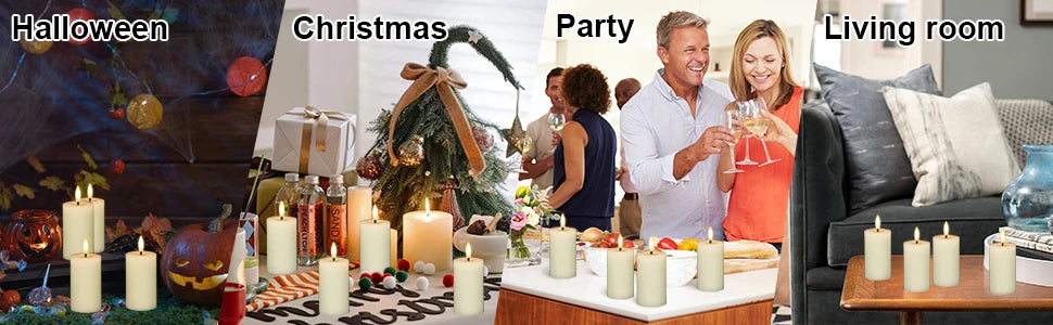 6-120PCS Led Candles Bulk Flickering Flameless Candles Battery Operated Fake Pillar Candle Wedding Birthday Party Decor Concert