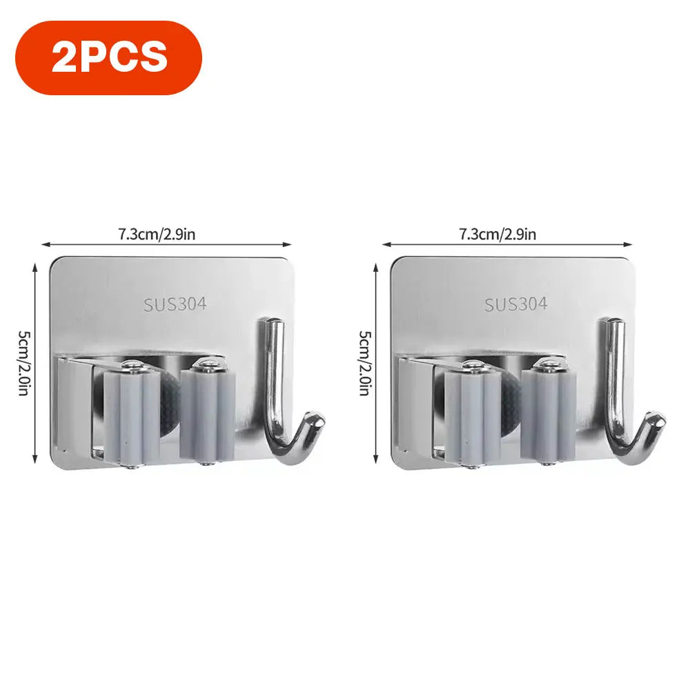 Multi-Purpose Hooks Adhesive Wall Hanging Mop Rack Broom Hanger Hook Kitchen Bathroom Organization Home Organizer Accessories ﻿
