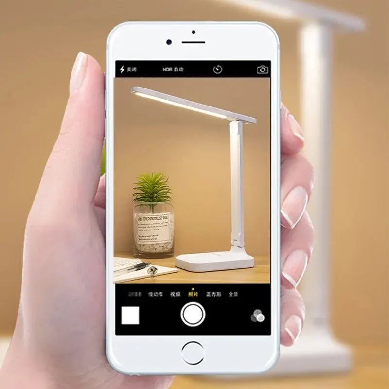 LED Foldable Desk Lamp with 3 Stepless Dimming Touch Controls Eye-Care Reading Light Adjustable Bedside Night Light