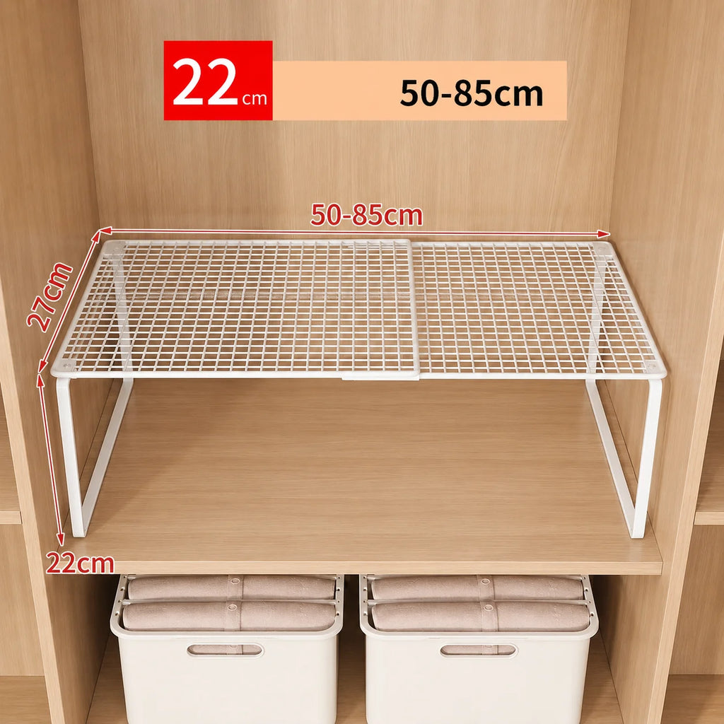 Stackable Telescopic Closet Shelf Retractable Expandable Wardrobe Divider Board  Adjustable Layered Partition Cabinet Organizer