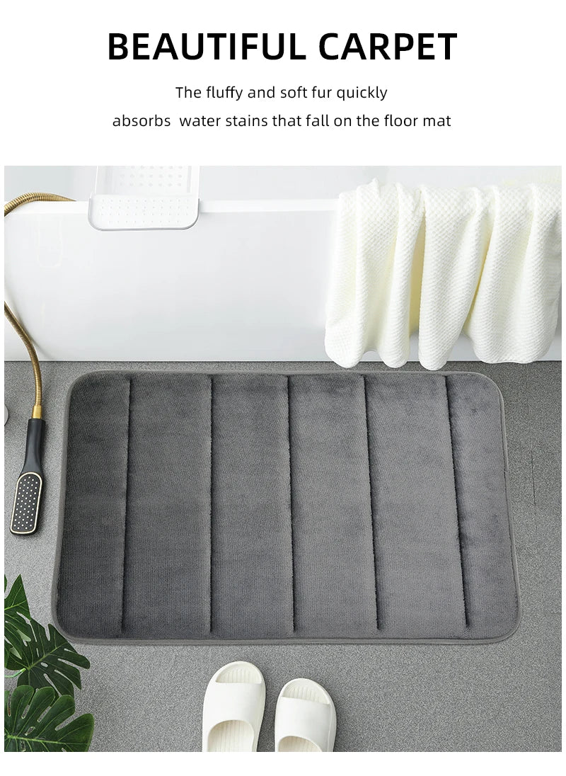 Bathroom Coral Velvet Anti-skid Mat,Quick Water Absorption,Dry Machine Washing,Toilet Mat,SoftComfortable, Easy Mat Bathroom Use