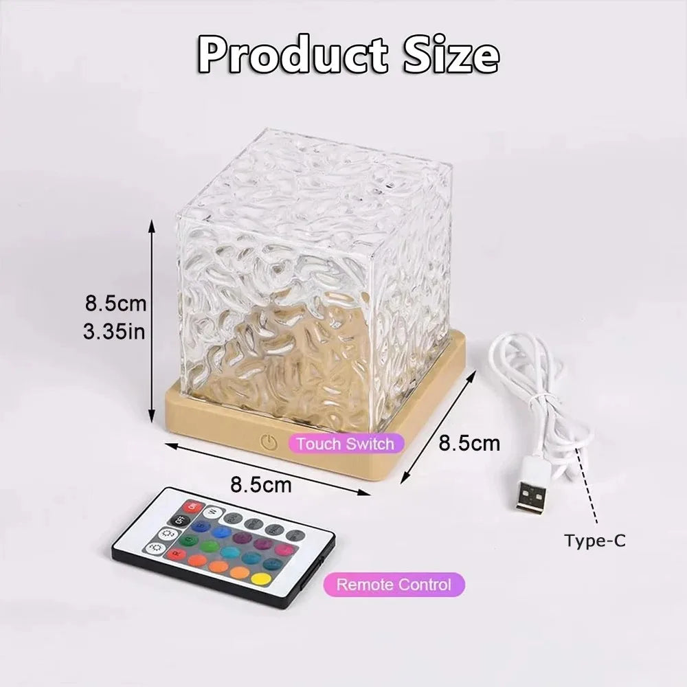 Crystal Cube LED Water Ripple Lamp