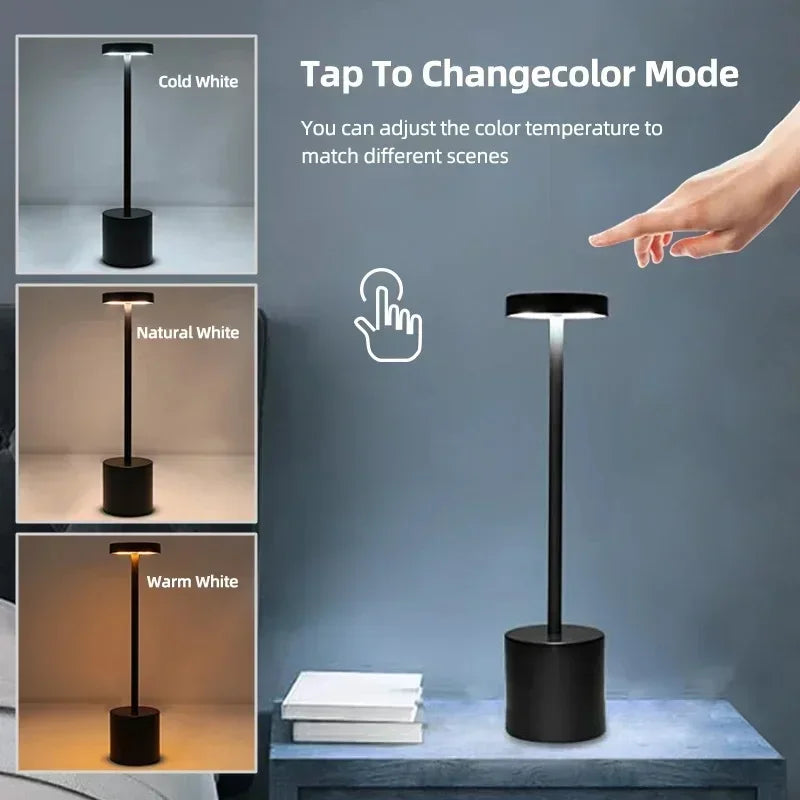 USB Metal Rechargeable Desk Writing Lamp Room LED Bedside Decorative Table Lamp Restaurant Bar Desktop Mood Lighting Night Light