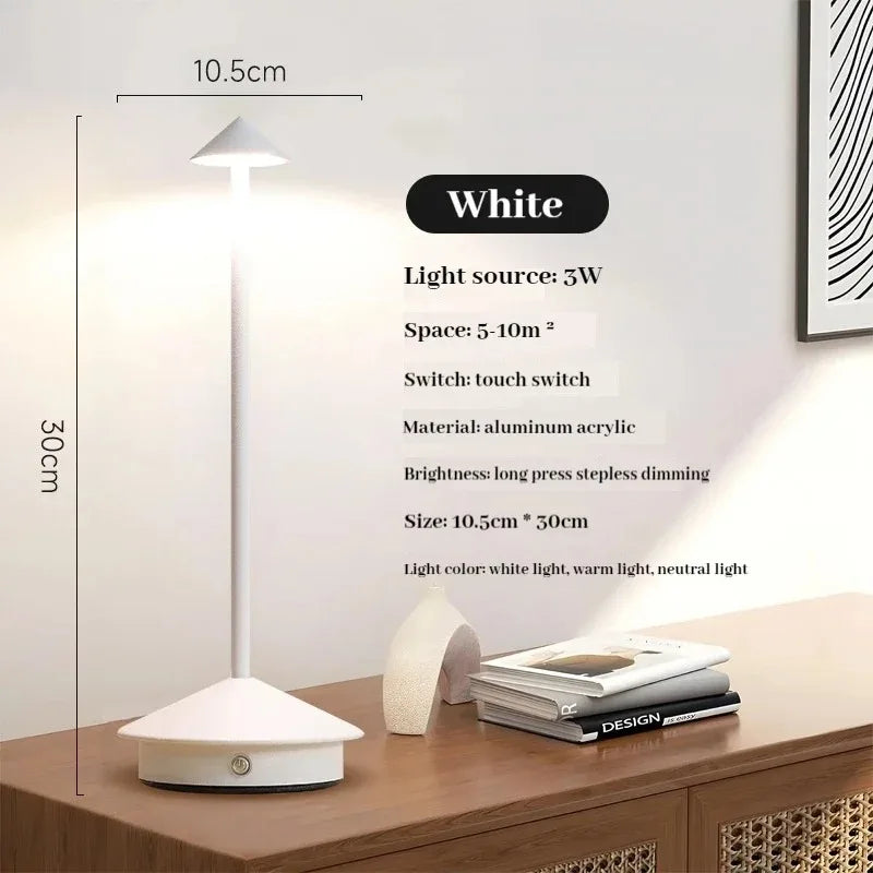 GGbingo Rechargeable LED Table Light Wireless Desk Night Bedside Lamp Decoraction Lamps for Restaurants Hotel Bedroom Bar