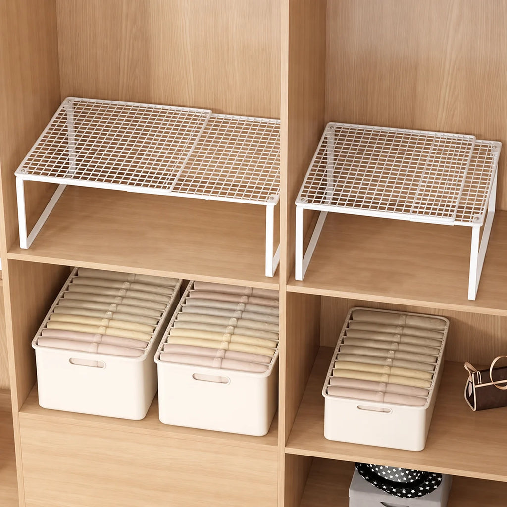 Stackable Telescopic Closet Shelf Retractable Expandable Wardrobe Divider Board  Adjustable Layered Partition Cabinet Organizer
