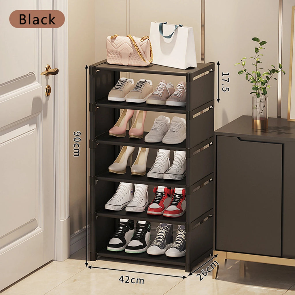 Shoe rack Small shoe cabinet widened against the wall door shoe rack small narrow household storage rental multi-storey