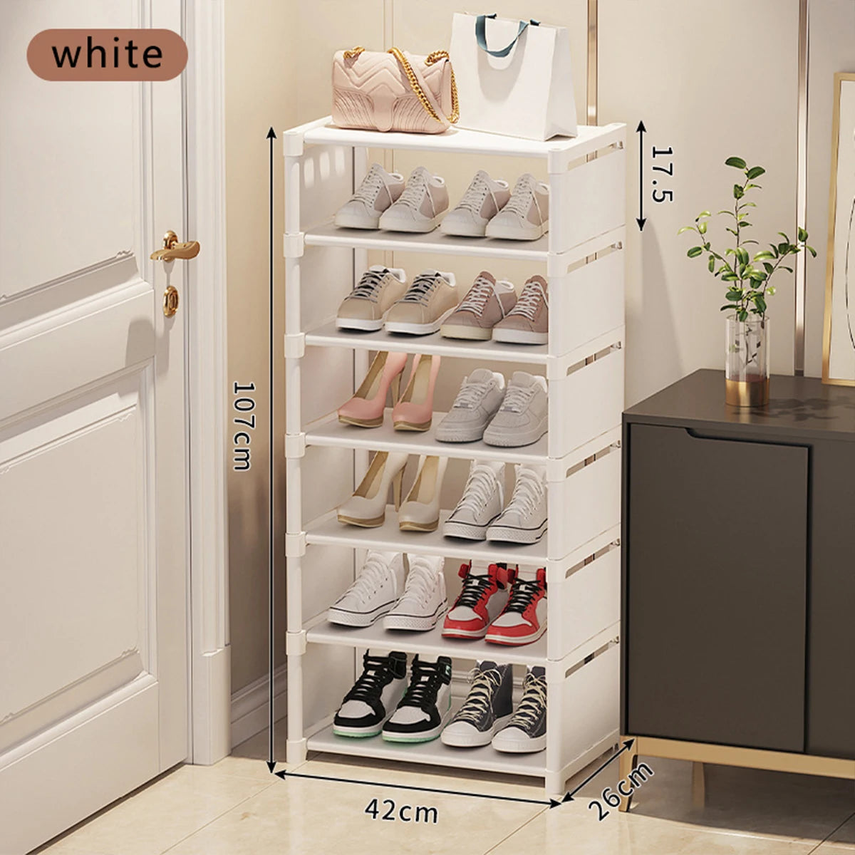 Shoe rack Small shoe cabinet widened against the wall door shoe rack small narrow household storage rental multi-storey