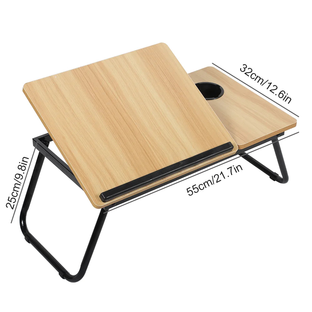 Folding Desk Laptop Table for Bed and Sofa Laptop Desk 5-Level Height Adjustment+Cup Holder Multifunction Table for Home Office