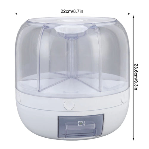 6 Grids Grain Dispenser Rotation Grain Storage Tank Insect Proof Grain Sealed Container For Home Kitchen