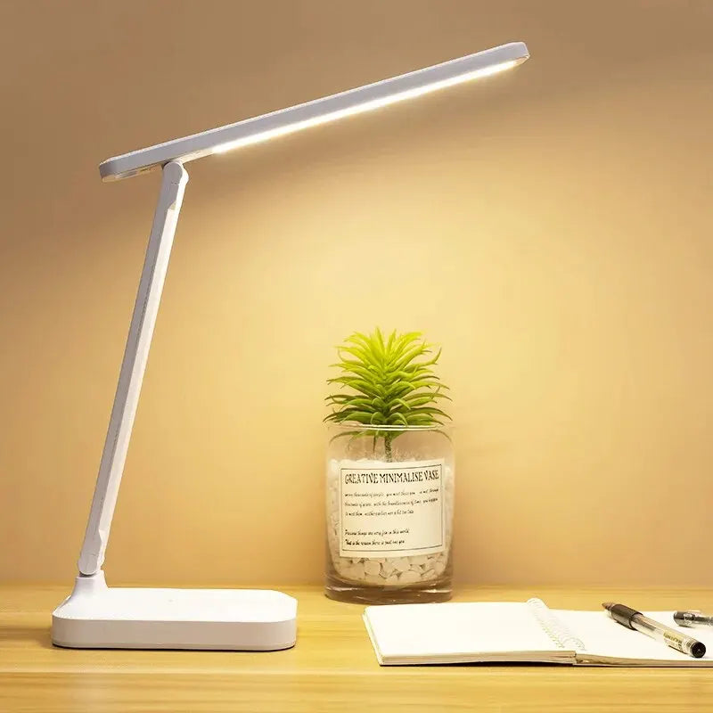 LED Foldable Desk Lamp with 3 Stepless Dimming Touch Controls Eye-Care Reading Light Adjustable Bedside Night Light
