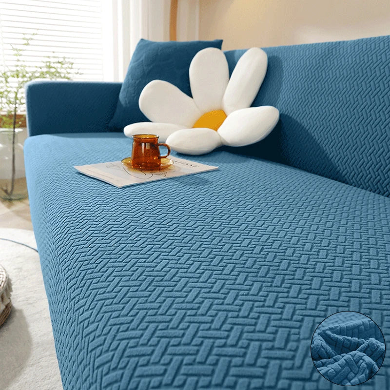 Jacquard Elastic Sofa Cover For Living Room Slipcovers Stretch Polar Fleece Armchair Protector L Shaped Sofa 1/2/3/4 Seater Home