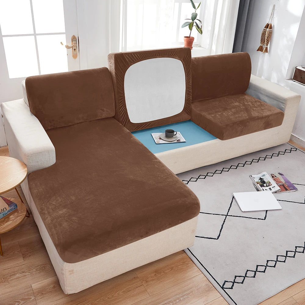 1pc Plush Sofa Slipcover Anti-slip Elastic Sofa Cover for Bedroom Office Living Room Home Decor Couch Cover Furniture Protector