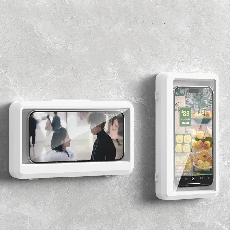 Waterproof Bathroom Wall-mounted Mobile Phone Box Protective Cover Touch Screen Mobile Phone Holder Kitchen Sealed Storage