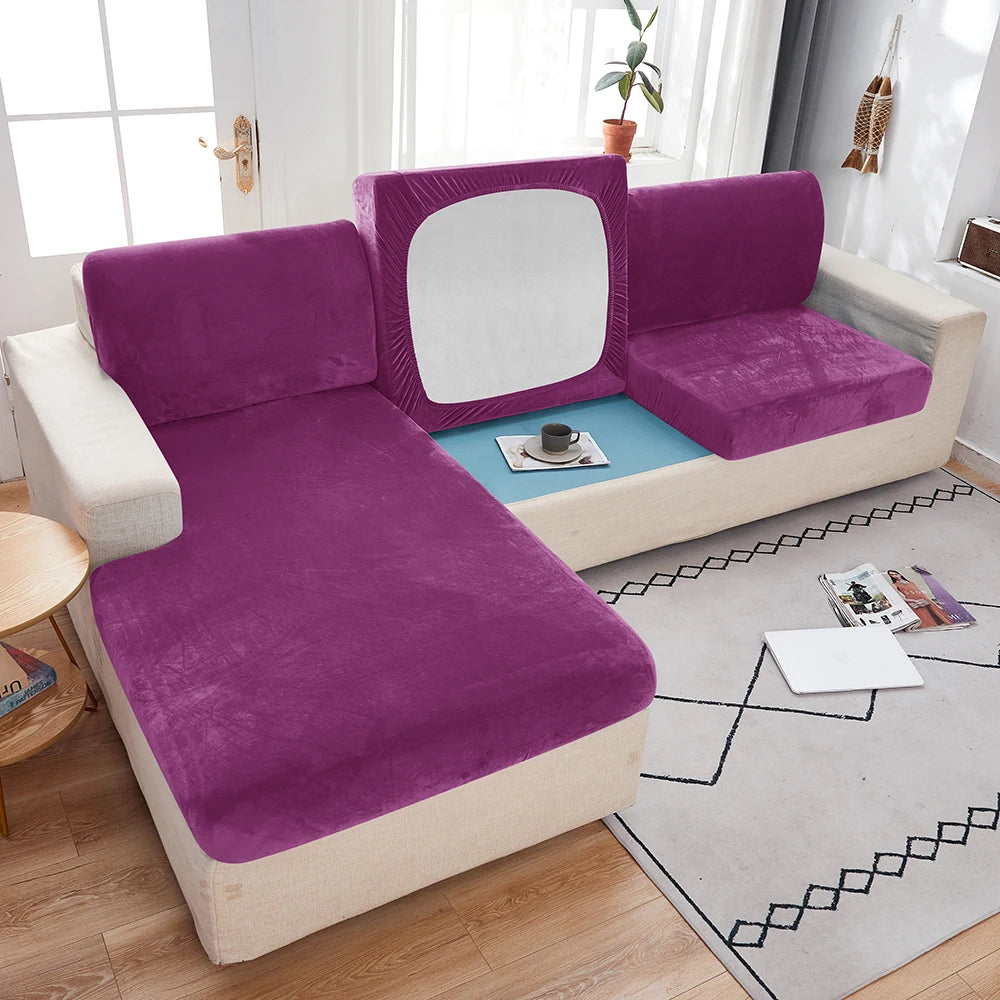 1pc Plush Sofa Slipcover Anti-slip Elastic Sofa Cover for Bedroom Office Living Room Home Decor Couch Cover Furniture Protector