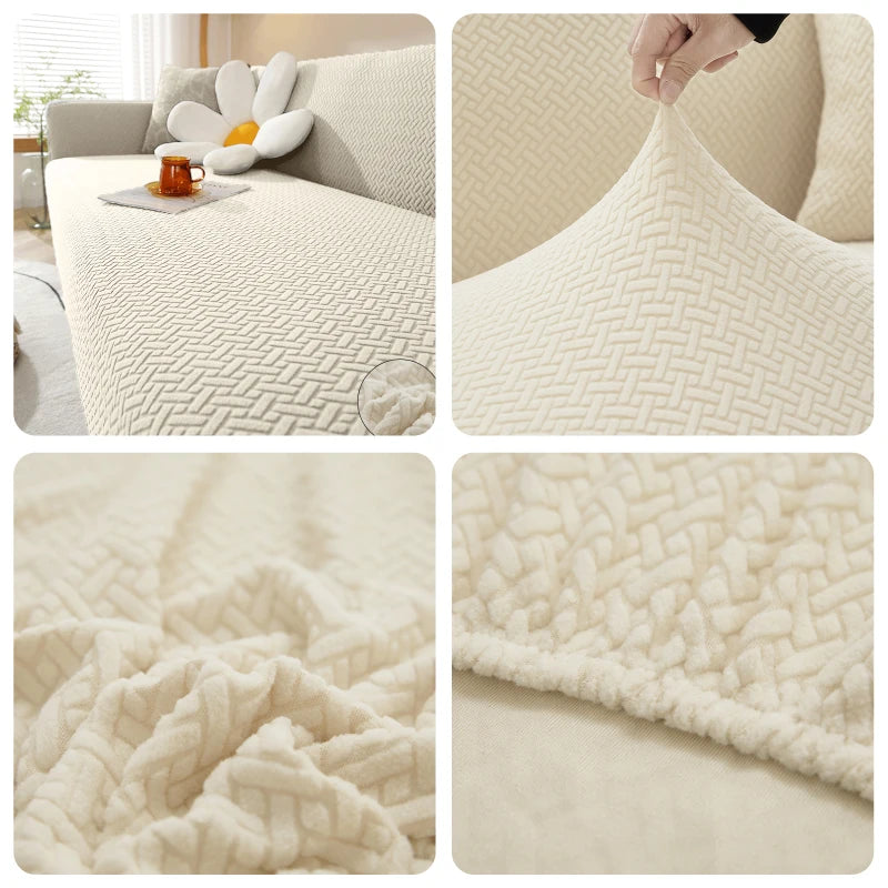 Jacquard Elastic Sofa Cover For Living Room Slipcovers Stretch Polar Fleece Armchair Protector L Shaped Sofa 1/2/3/4 Seater Home