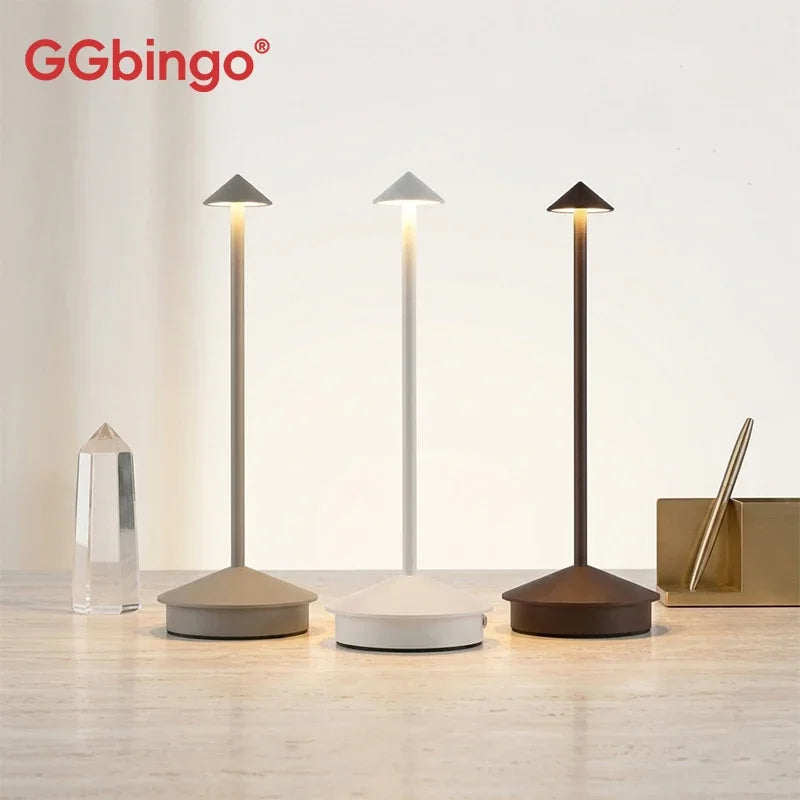 GGbingo Rechargeable LED Table Light Wireless Desk Night Bedside Lamp Decoraction Lamps for Restaurants Hotel Bedroom Bar