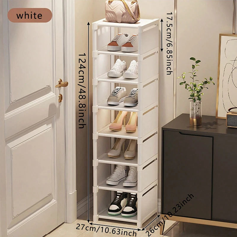 Shoe rack Small shoe cabinet widened against the wall door shoe rack small narrow household storage rental multi-storey
