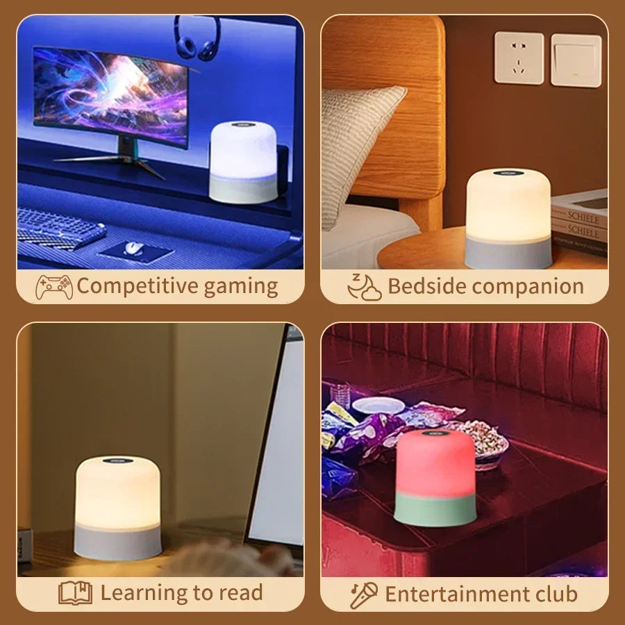 Rechargeable Led Night Light with Remote Control Touch Switch Table Lamp for Reading Bedroom White RGB Color Dimmable Portable