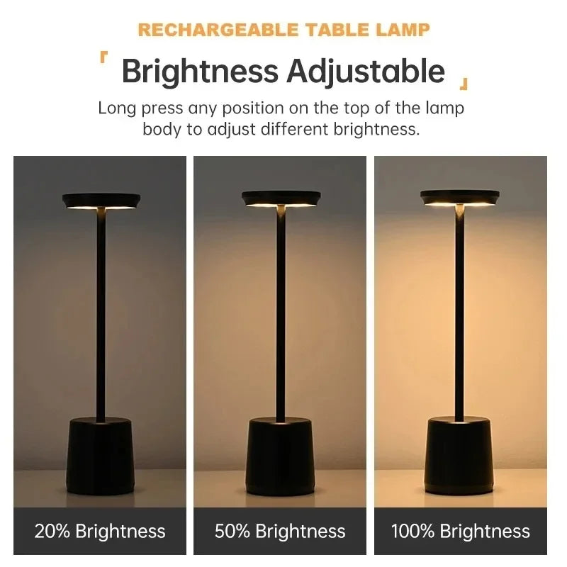 USB Metal Rechargeable Desk Writing Lamp Room LED Bedside Decorative Table Lamp Restaurant Bar Desktop Mood Lighting Night Light