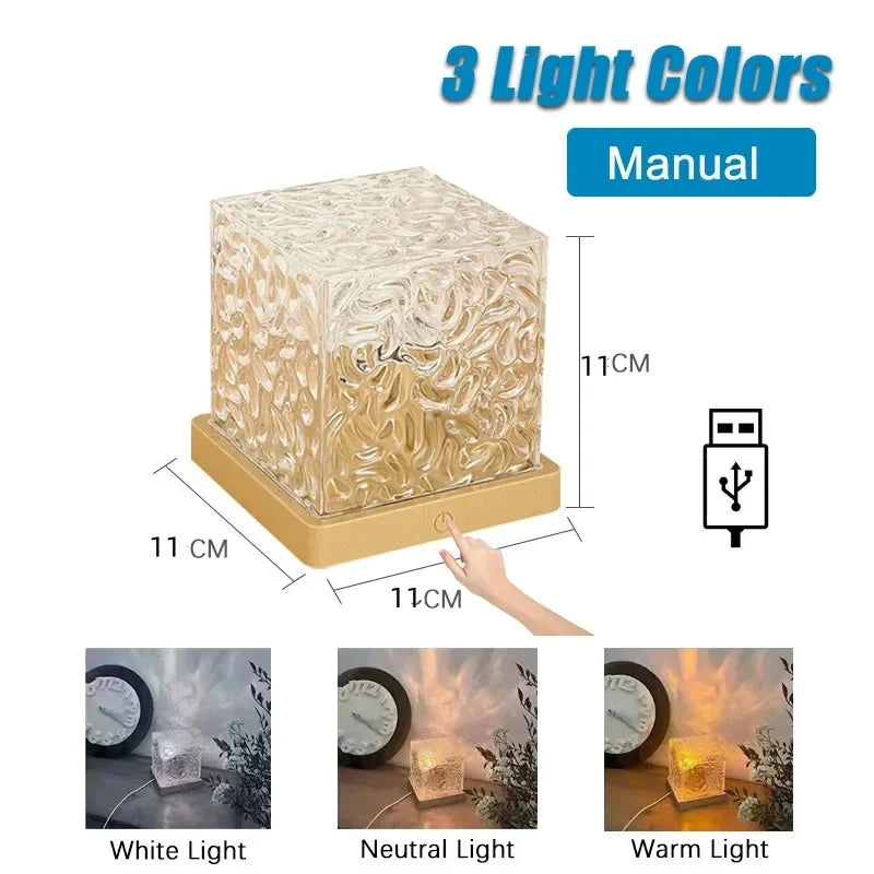 Crystal Cube LED Water Ripple Lamp