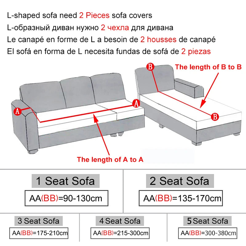Elastic Jacquard Fabric Sofa Cover Stretch Couch Cover Sectional L Shape Sofa Slipcover Corner Case for Living Room 1/2/3/4 Seat