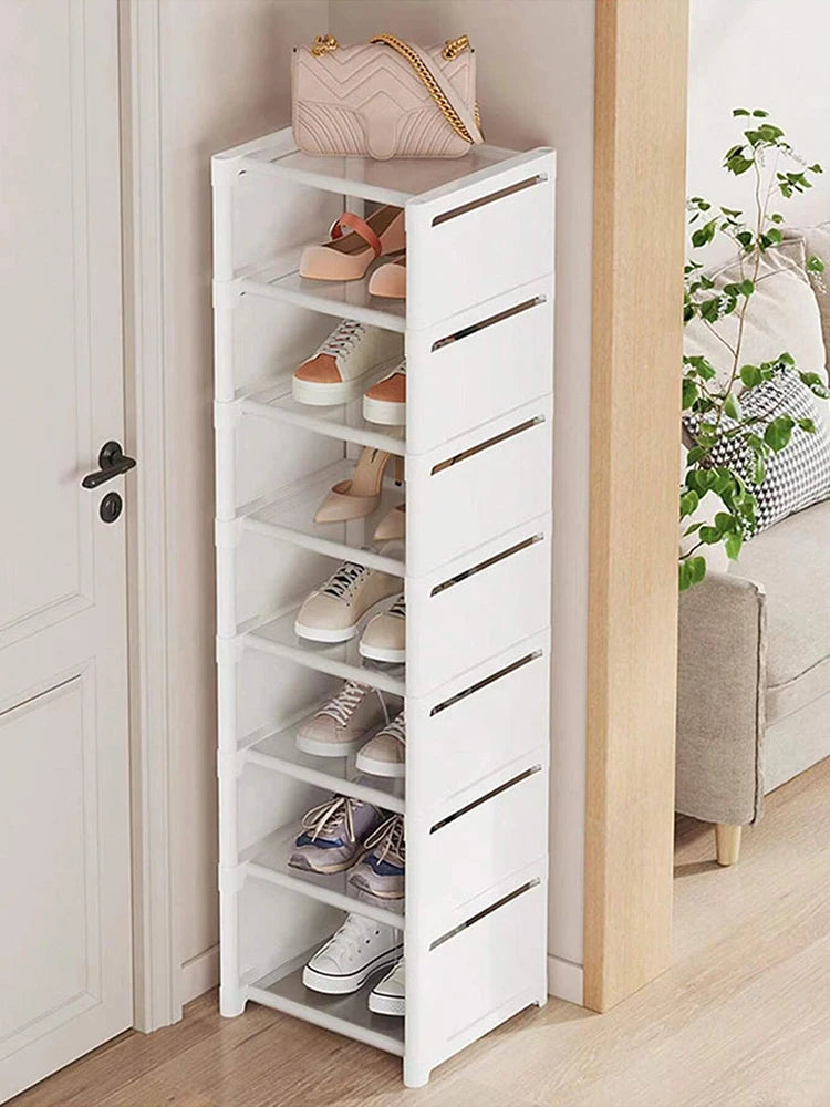 Shoe rack Small shoe cabinet widened against the wall door shoe rack small narrow household storage rental multi-storey