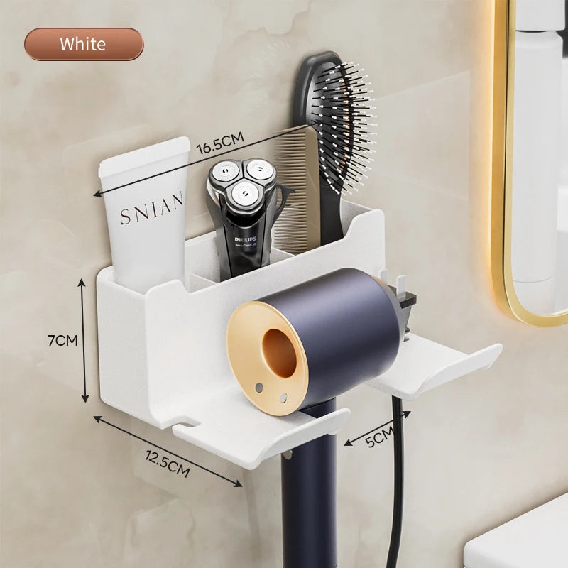 Hair Dryer Holder Wall Mounted Hair Straightener Dryer Hair Stand Bathroom Organizer Shelves Washroom Organization Shelves