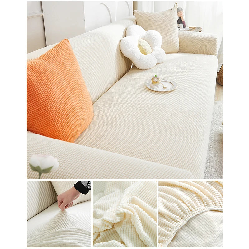 Elastic Jacquard Fabric Sofa Cover Stretch Couch Cover Sectional L Shape Sofa Slipcover Corner Case for Living Room 1/2/3/4 Seat