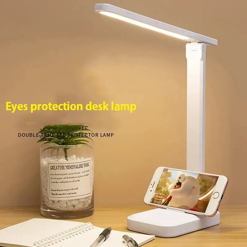LED Foldable Desk Lamp with 3 Stepless Dimming Touch Controls Eye-Care Reading Light Adjustable Bedside Night Light
