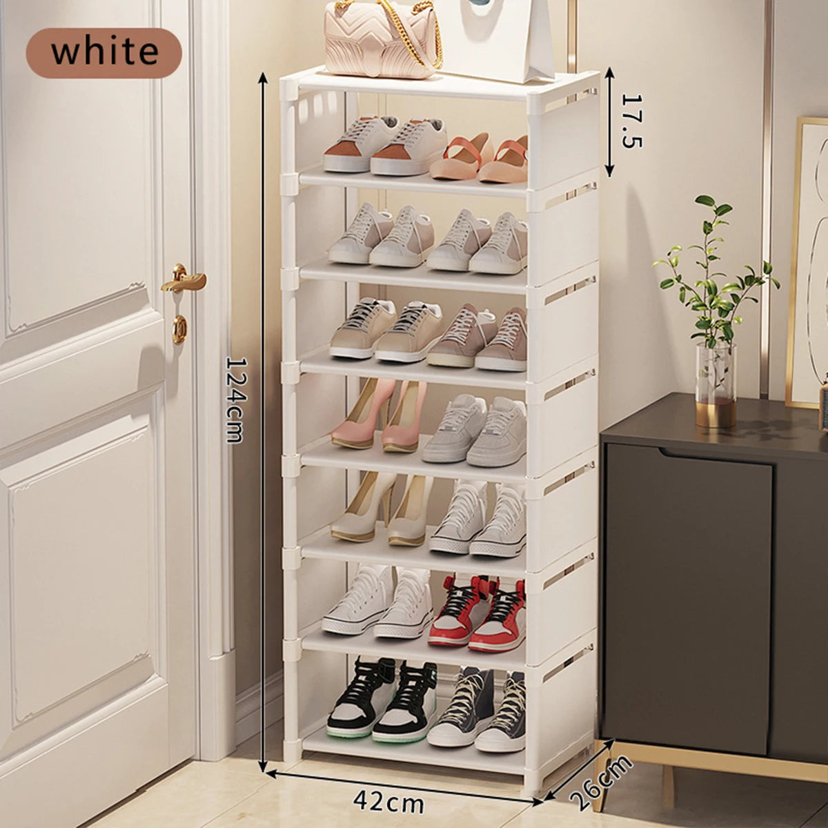 Shoe rack Small shoe cabinet widened against the wall door shoe rack small narrow household storage rental multi-storey