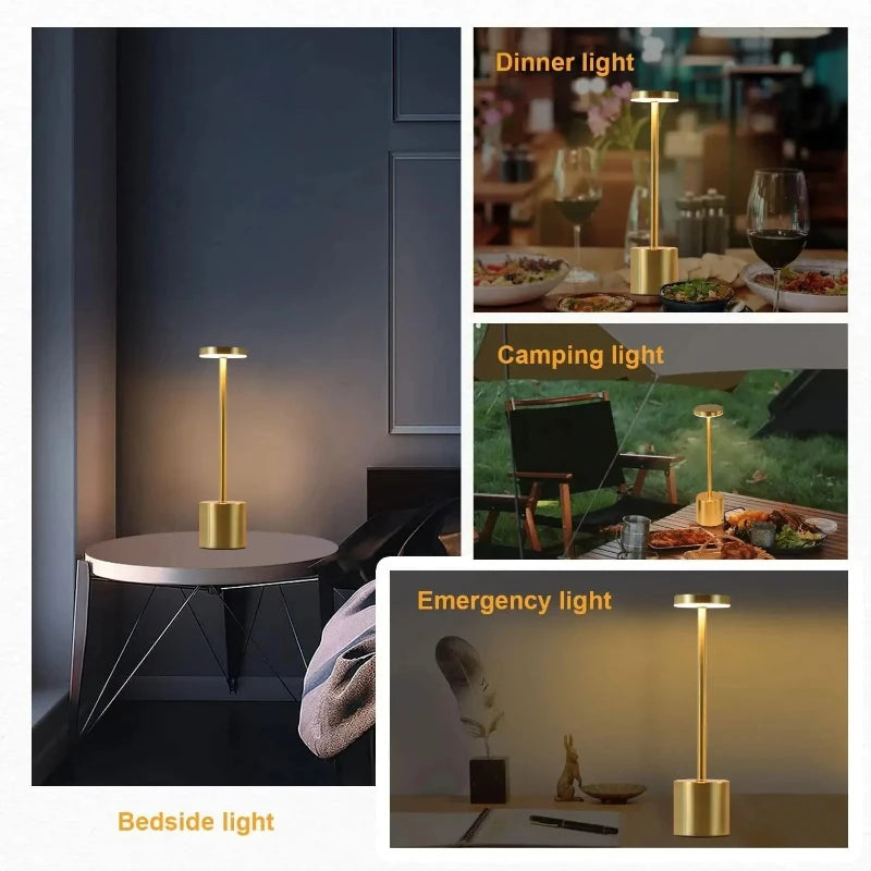 USB Metal Rechargeable Desk Writing Lamp Room LED Bedside Decorative Table Lamp Restaurant Bar Desktop Mood Lighting Night Light