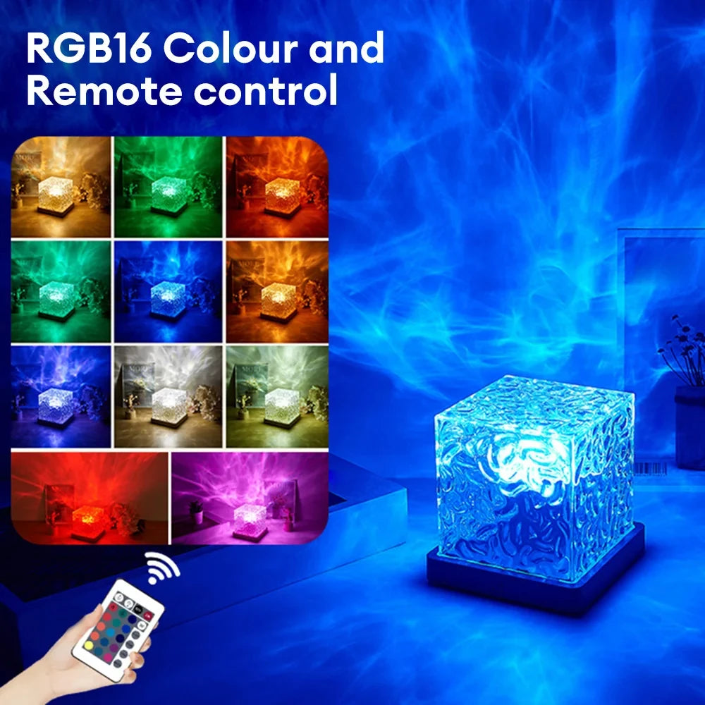Crystal Cube LED Water Ripple Lamp