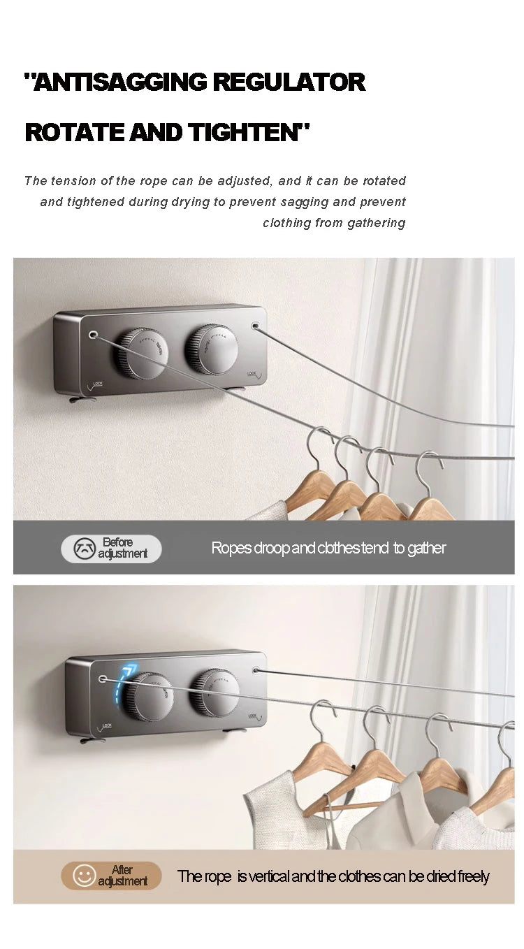 Retractable Clothesline Collection Laundry Extendable Wall Clothesline Clothes Hanger Retractable Clothes Horse Drying Rack line