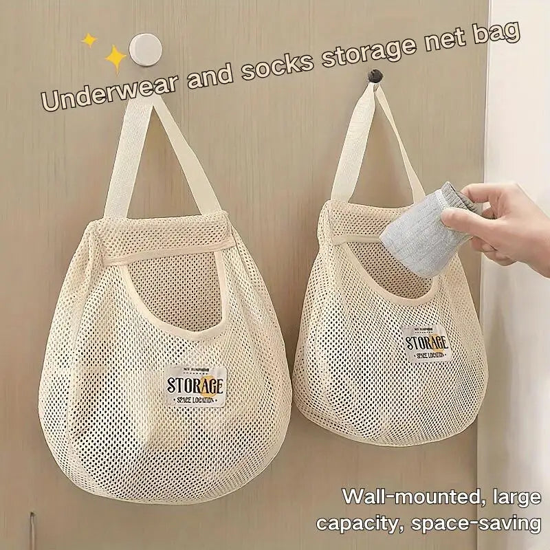 1/2/3Pcs Punch-Free Hanging Socks Underwear Storage Bag Wall Wardrobe Organizer Dormitory Household Small Clothing Sorting Pouch