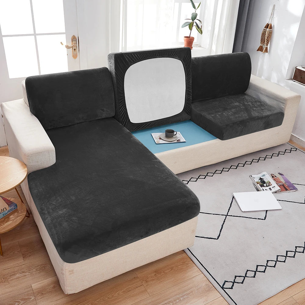 1pc Plush Sofa Slipcover Anti-slip Elastic Sofa Cover for Bedroom Office Living Room Home Decor Couch Cover Furniture Protector