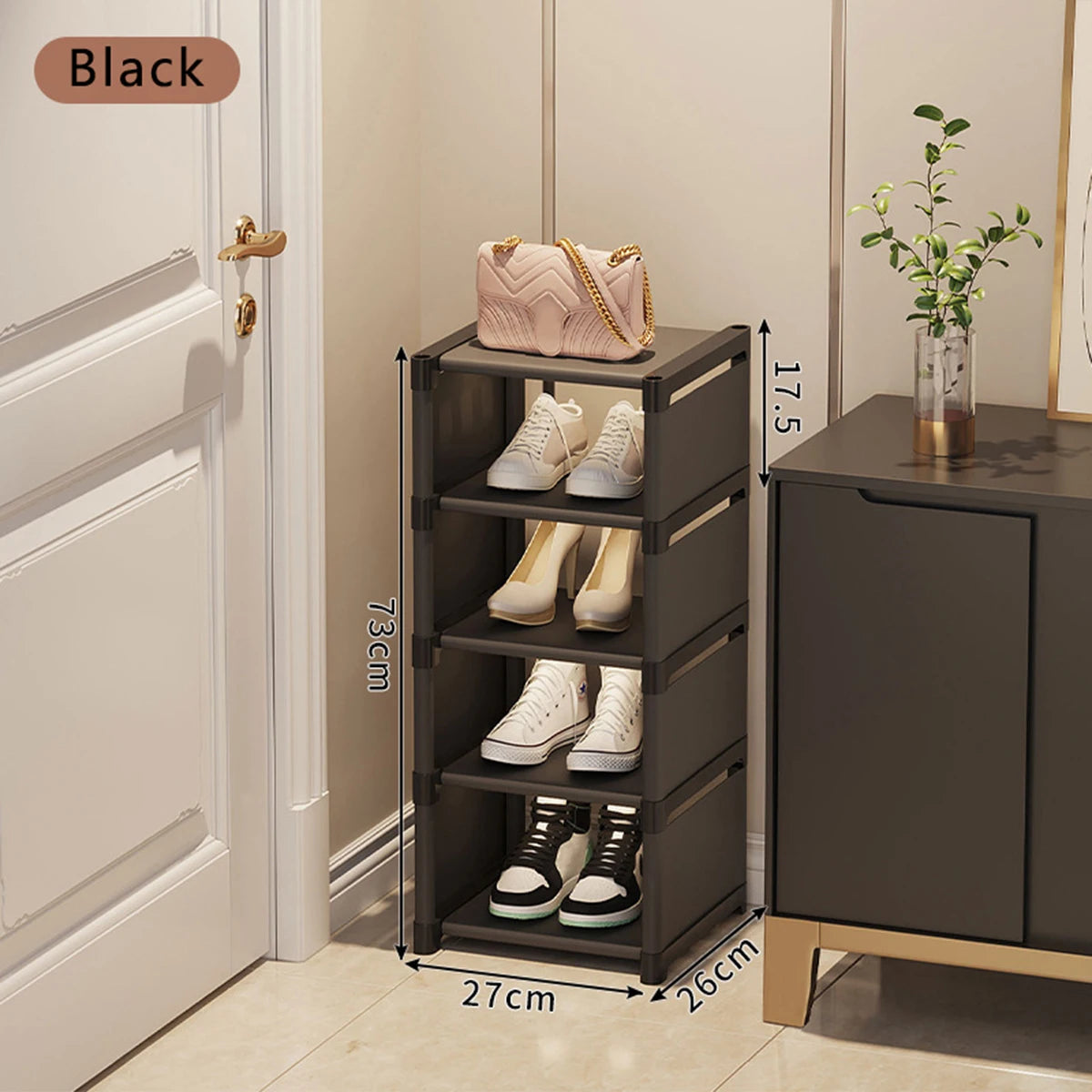 Shoe rack Small shoe cabinet widened against the wall door shoe rack small narrow household storage rental multi-storey