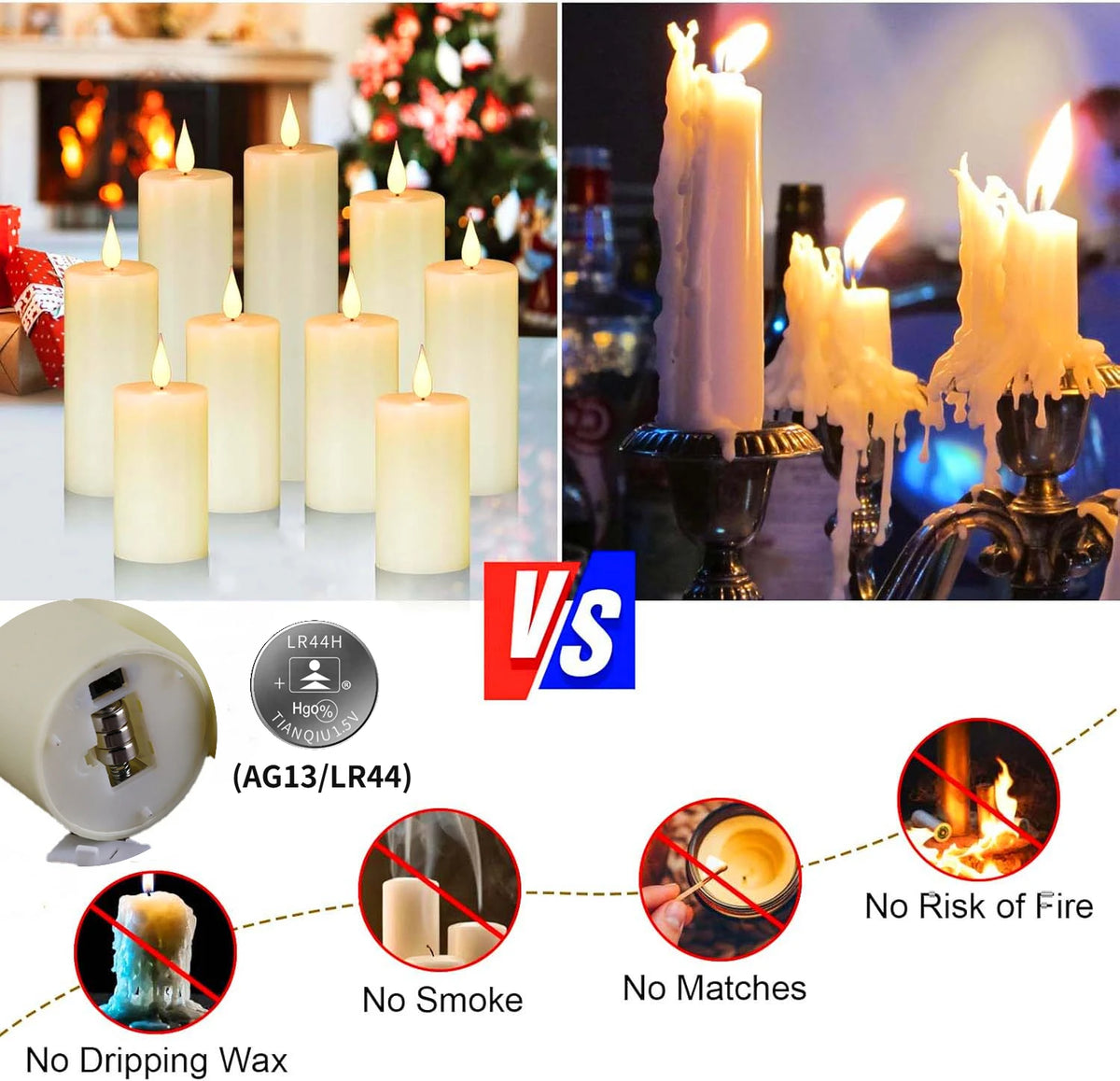 6-120PCS Led Candles Bulk Flickering Flameless Candles Battery Operated Fake Pillar Candle Wedding Birthday Party Decor Concert