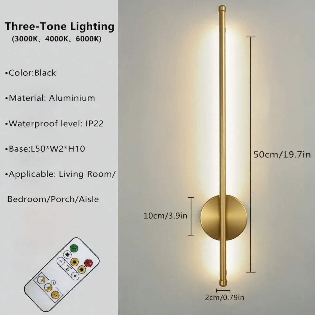 Magnetic Rechargeable 50 Wall Lamp Black Gold For Living Room Bedroom Hallway Study Stairwell Cloakroom LED Lighting Wiring Free