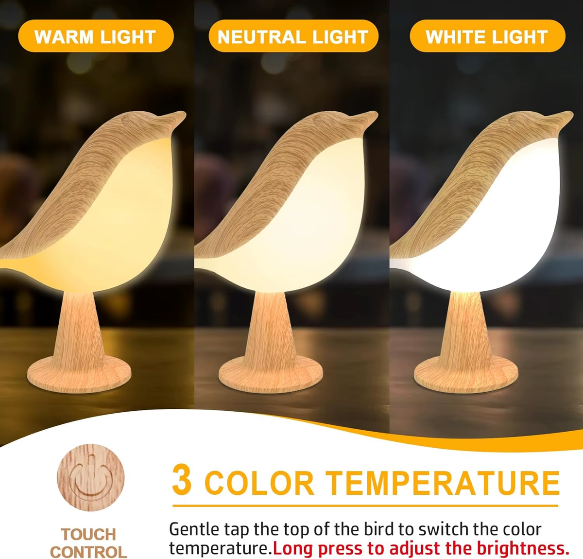 Wooden Bird Table Lamp